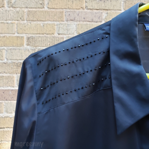 Lane Bryant Black Blouse with Beaded Accents - Picture 6 of 8